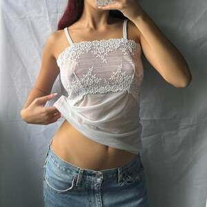 Wacoal White Sheer Lace Camisole Top - Vintage Y2K Style